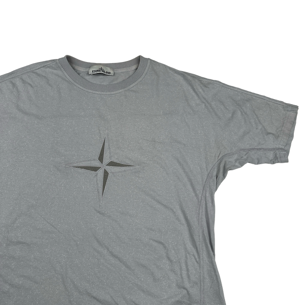 Stone Island 2020 Grey Compass Spellout Cotton T Shirt - Large