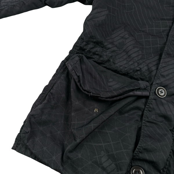 CP Company Black M Bossed Quilted Goggle Jacket - Medium