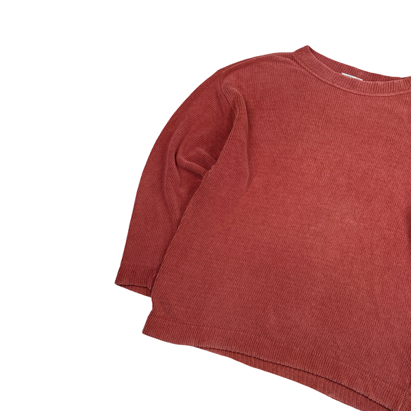 Stone Island Vintage Carmine Red Green Edge Wool Blend Jumper - Large