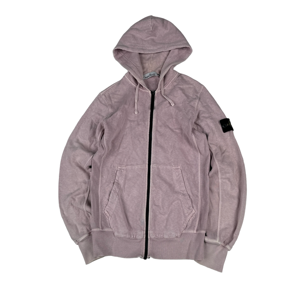 Stone Island 2017 Pink Zip Up Cotton Hoodie -Small