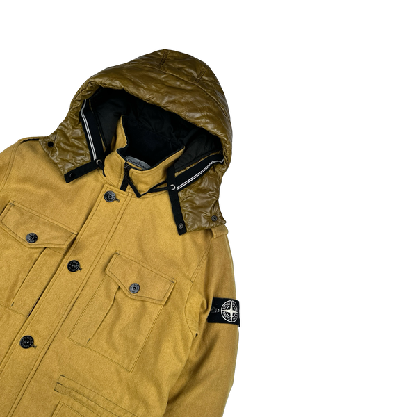Stone Island 2014 Ice Wool Blend Yellow Down Jacket - Large