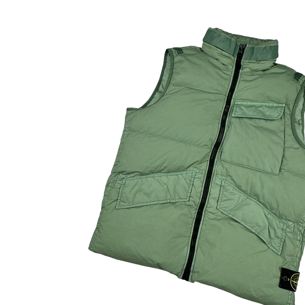 Stone Island 2022 Green Naslan Light Watro Down-TC Gilet - Medium