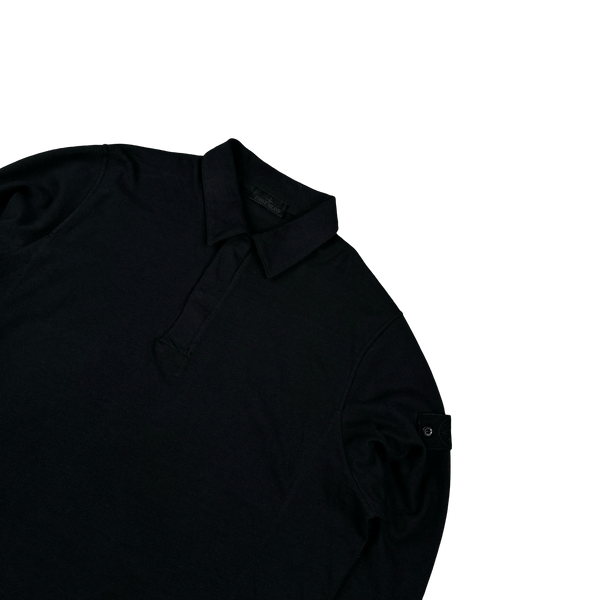 Stone Island 2023  Black Ghost Piece Cotton Long Sleeve Polo jumper - 3XL