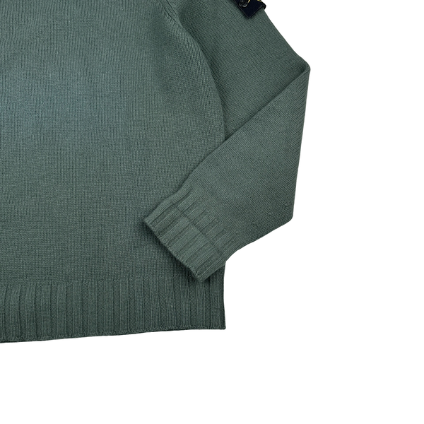 Stone Island 2006 Heavyweight Teal Green Thick Wool Knit Pullover - XL