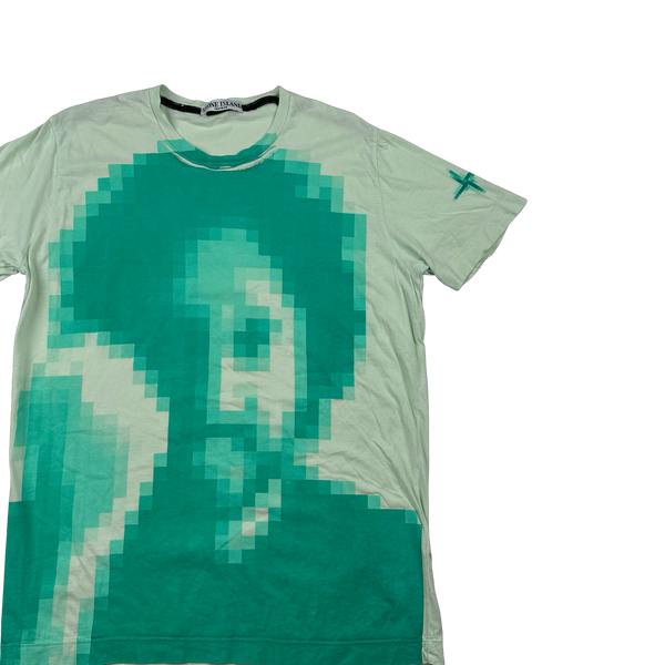 Stone Island 2010 Pixelated Green Cotton Graphic T Shirt - Large