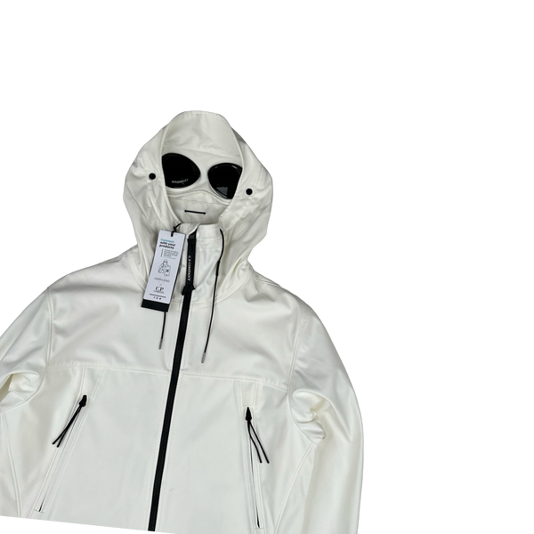 CP Company White Soft Shell Goggle Jacket - XS