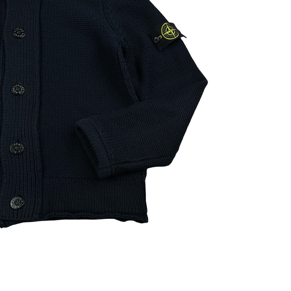 Stone Island 2010 Navy Heavyweight Wool Zipped Hoodie Jumper - Medium