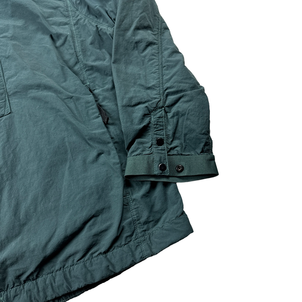 Stone Island 2022 Turquoise Nylon Quarter Zipped Hooded Smock - Small