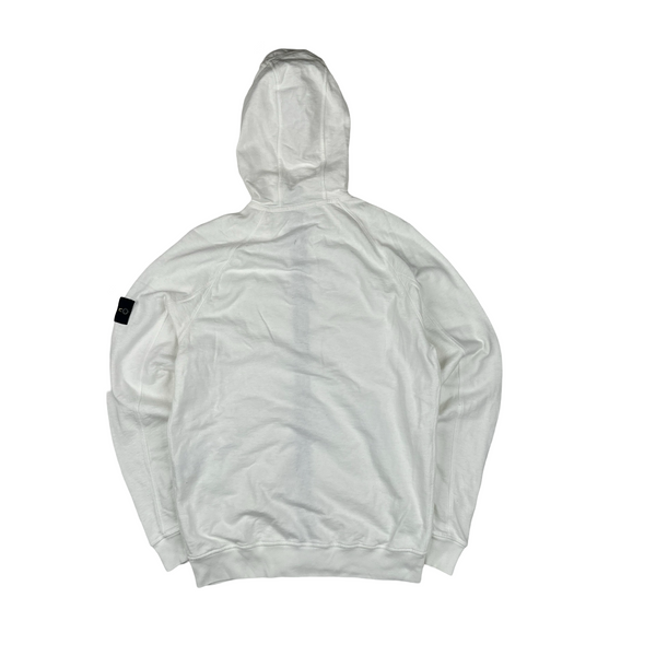 Stone Island 2022 White Zip Up Hoodie - Large
