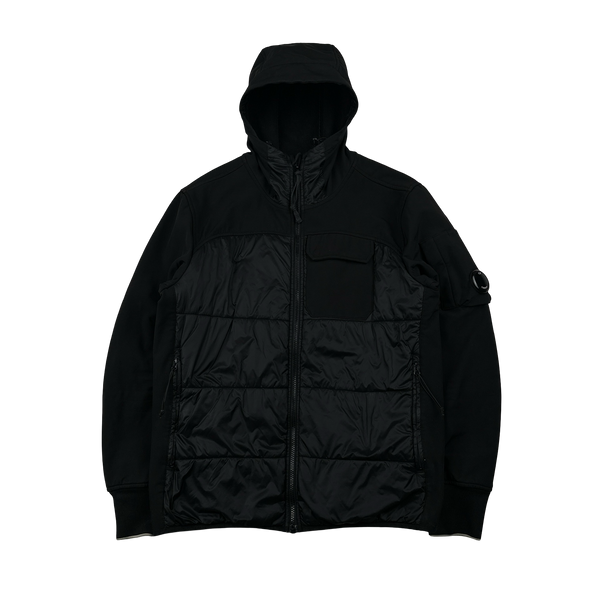 CP Company Black Hybrid Soft Shell Padded Jacket - Large
