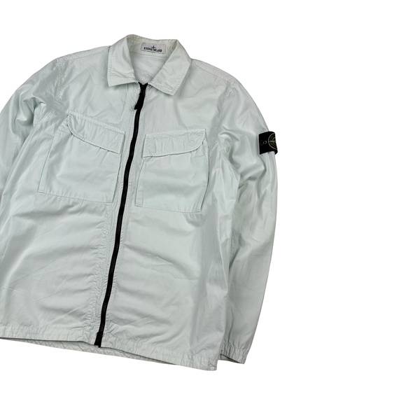 Stone Island 2022 Ice Blue Cotton Zipped Overshirt - Medium