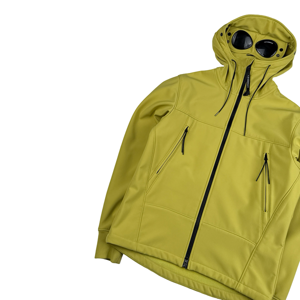 CP Company Olive Soft Shell R Goggle Hooded Zipped Jacket - Small