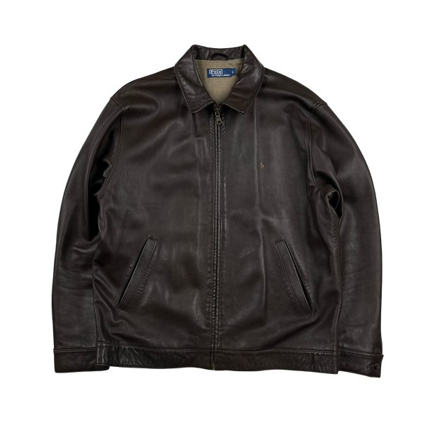 Ralph Lauren Brown Heavyweight Leather Jacket - Large