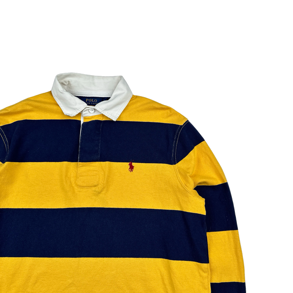 Ralph Lauren Yellow Striped Long Sleeve Rugby Shirt - Medium