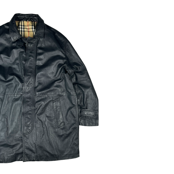 Burberry Leather Nova Check Lined Heavyweight Jacket - 3XL