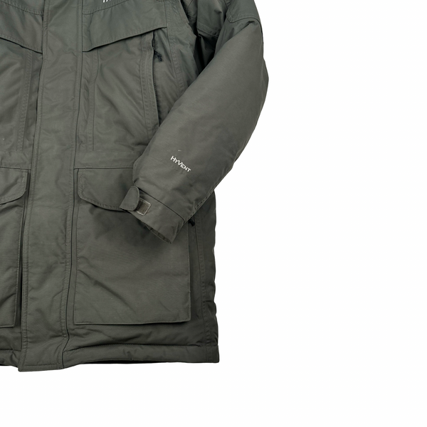 North Face Khaki Hyvent Fur Hood Down Filled Parka Jacket - XS