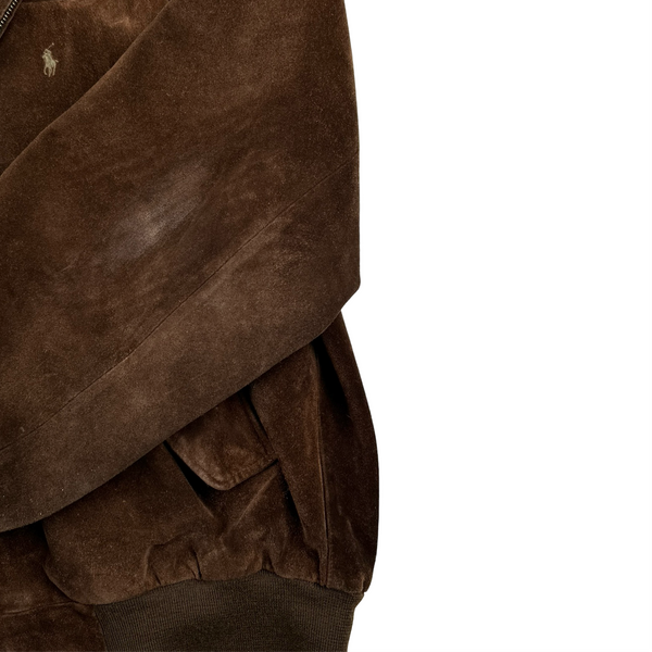 Ralph Lauren Brown Heavyweight Suede Bomber Jacket - XL