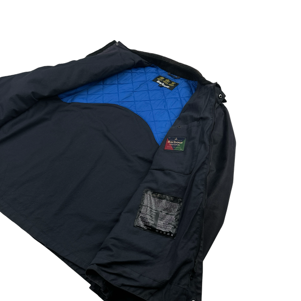 Barbour Navy Cotton Quilted Lined Wax Field Jacket - XXL