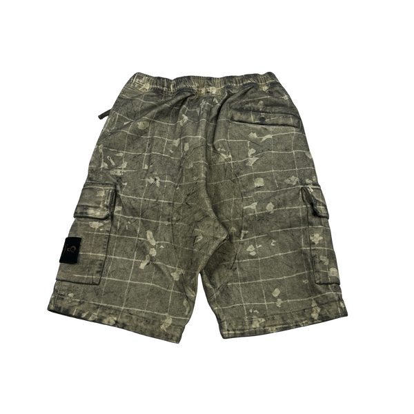 Stone Island 2020 Dust Treatment Laser Patch Camo Cargo Shorts - 28"