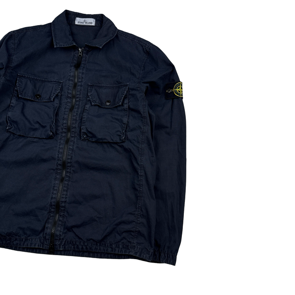 Stone Island 2021 Navy Cotton Zipped Overshirt - Medium