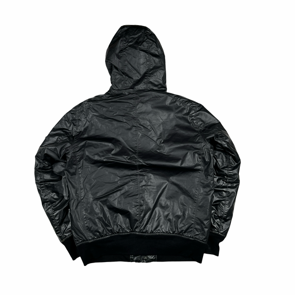 Stone Island 2011 Black Mussola Gommata Hooded Jacket - XL