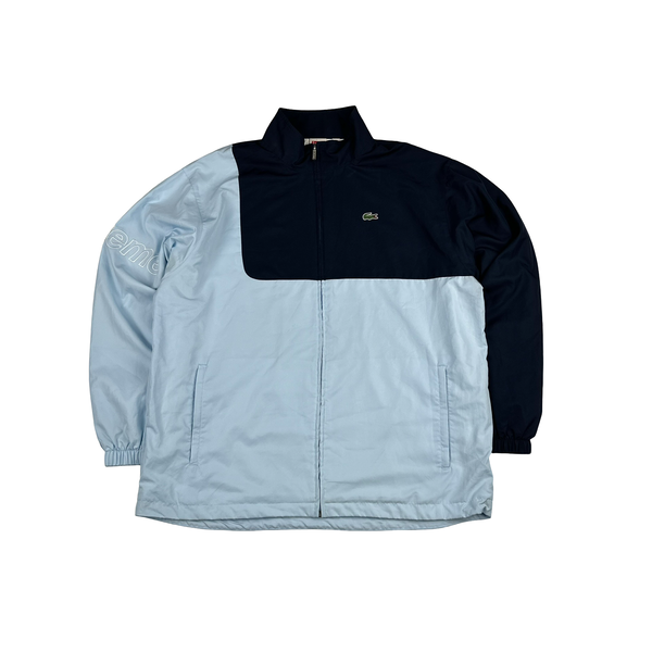 Supreme X Lacoste Baby Blue Colour Block Spellout Tracksuit Set - XL