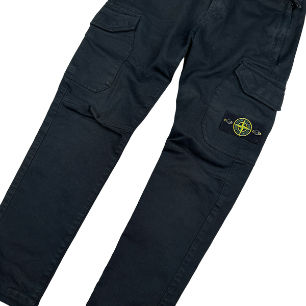 Stone Island 2020 Black Cotton Twill Cargo Trousers - Small