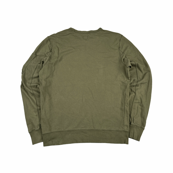 CP Company Khaki Cotton Lens View Crewneck Jumper - Large