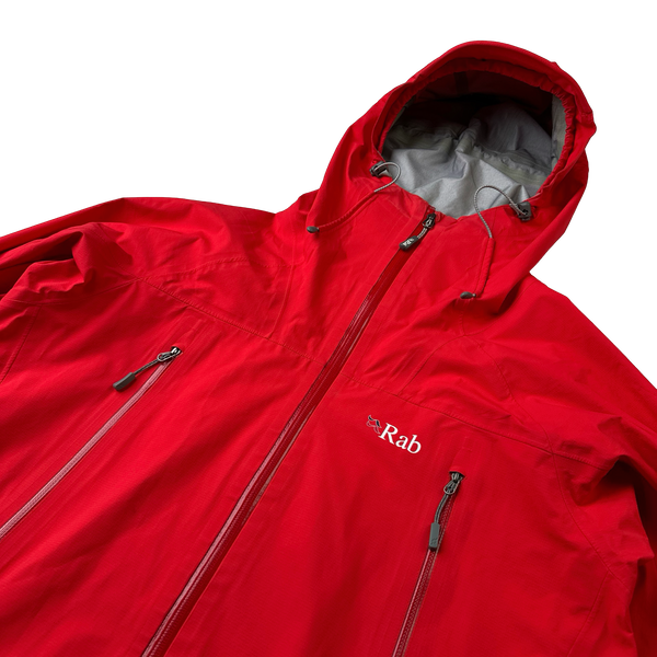 RAB Red Waterproof Zipped Windbreaker Waterproof Jacket - Medium