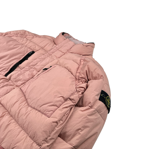 Stone Island 2016 Pink Crinkle NY Down Long Puffer Jacket - 3XL
