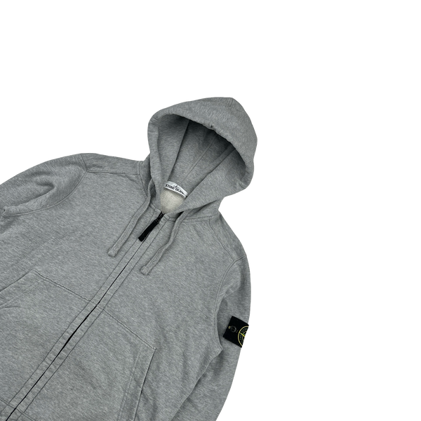 Stone Island 2019 Light Grey Zipped Cotton Hoodie - Small