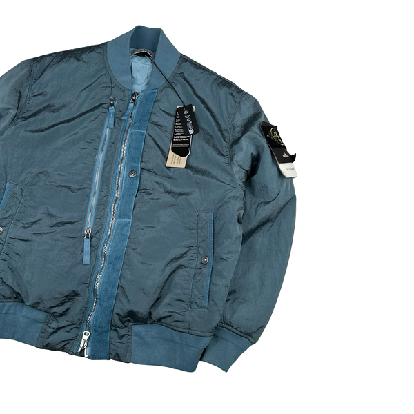 Stone Island 2025 Blue Nylon Metal Zipped Jacket - Small