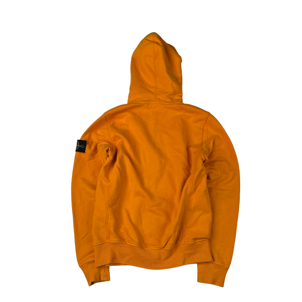 Stone Island 2017 Orange Cotton Zipped Hoodie - Small