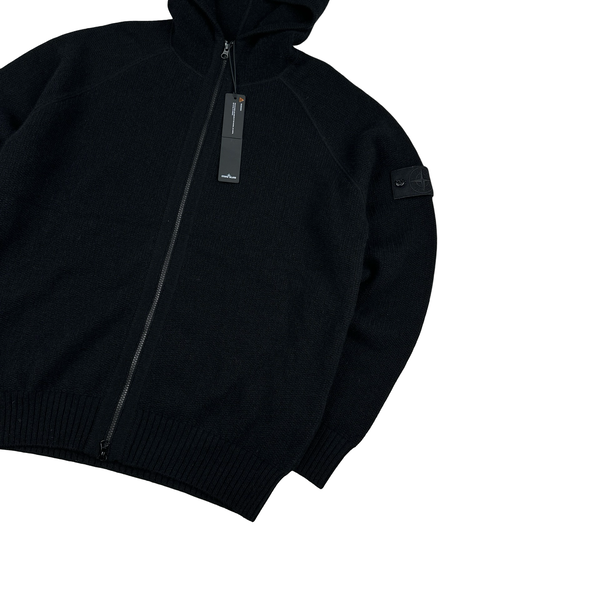 Stone Island 2025 Ghost Black Cashmere Hooded Knit Jumper - Large