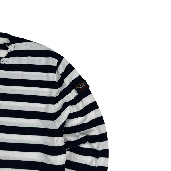 Paul & Shark Blue/White Striped Light Knit Crewneck- Large