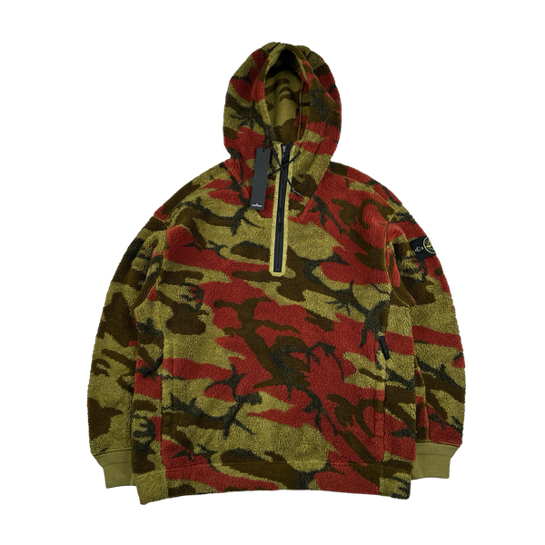 Stone Island 2022 Heritage Camo Teddy Fleece Pullover Hoodie  - Medium, Large, XL