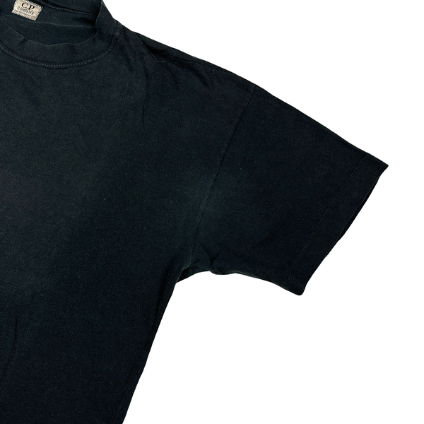 CP Company Vintage Cotton Black Spellout Boxy Fit T Shirt - Small