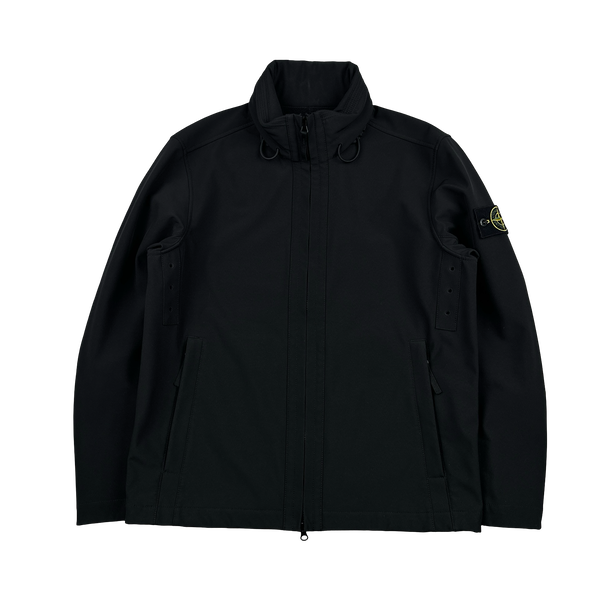 Stone Island 2023 Black Soft Shell R e.Dye Fleece Lined Zipped