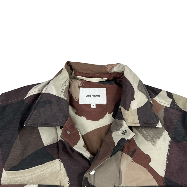 Norse Projects Brown Camo Buttoned Collared Jacket - Medium