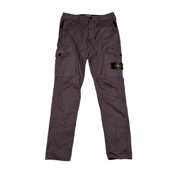 Stone Island 2021 Purple Thick Cotton Cargo Trousers - 30"