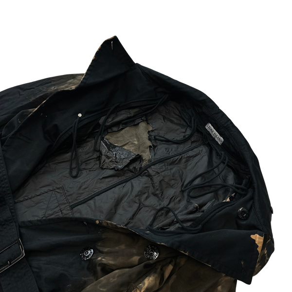 Stone Island 2008 Raso Gommato Hand Painted Camo Trench Jacket - Large