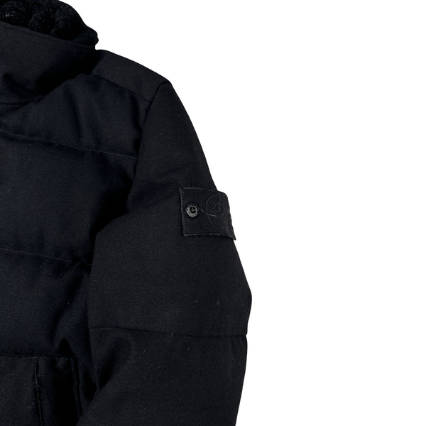 Stone Island 2021 Black Shearling Neck SW 3L Down Filled Ghost Puffer - Small