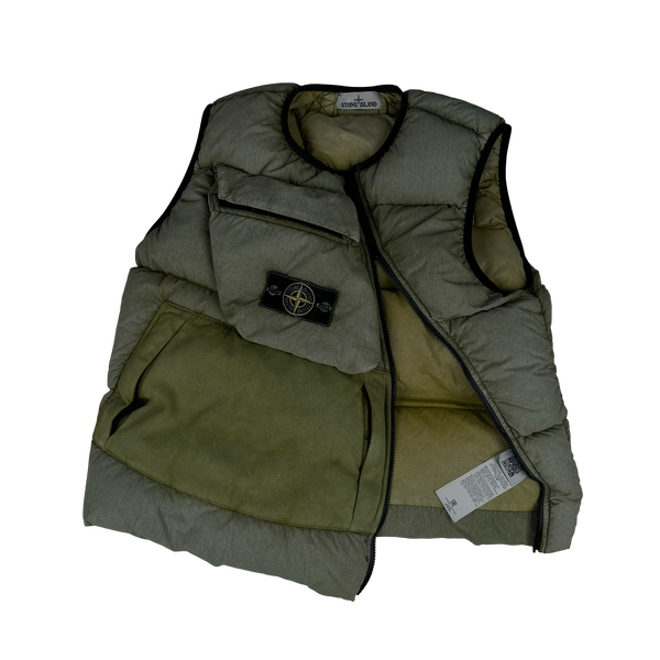 Stone Island 2017 Tela Nylon Down Filled Centre Badge Frost Puffer Gilet - Medium