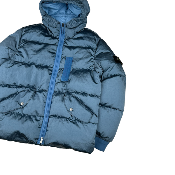 Stone Island 2022 Baby Blue Nylon Metal Econyl Down Puffer Jacket - Large