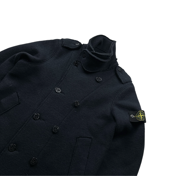 Stone Island Navy 2012 Wool Double Breasted Pea Coat - Medium
