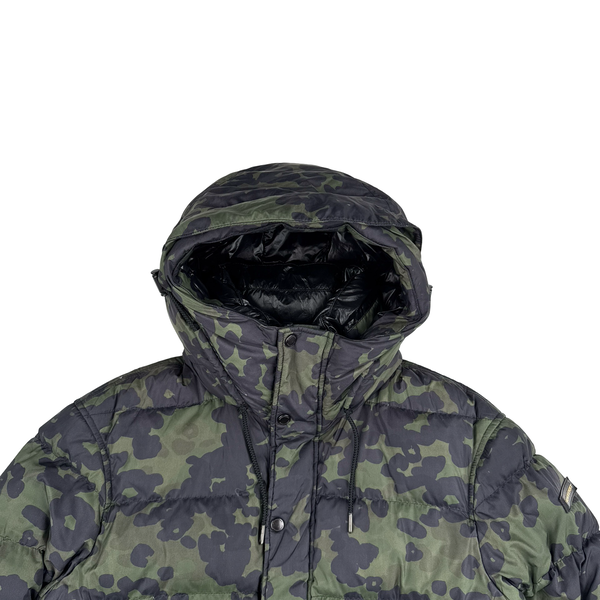 Burberry Green Camo Down Filled Hooded Puffer Jacket - Medium