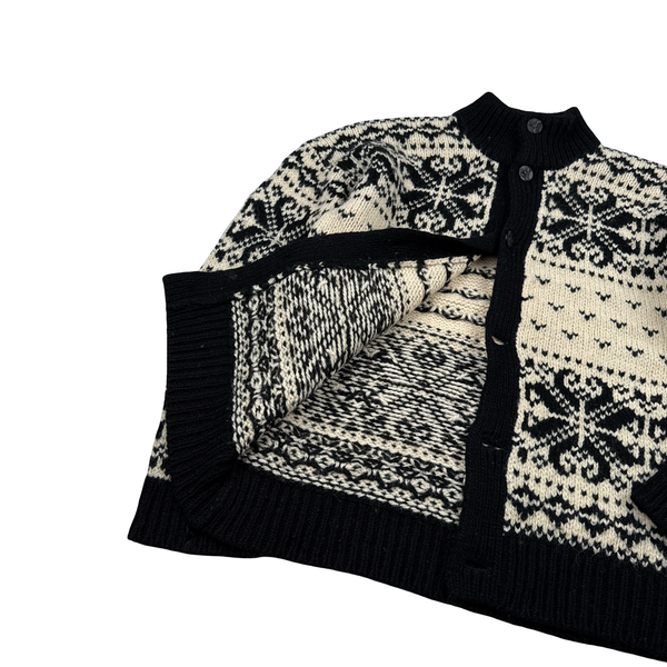 Ralph Lauren Wool Cable Knit Buttoned Cowichan Jumper - Large