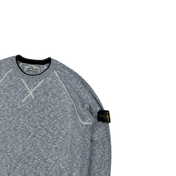 Stone Island 2015 Mottled Blue Marl Crewneck Cotton Knit - Large