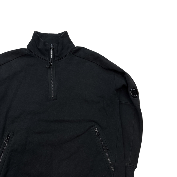 CP Company Black Quarter Zip Lens Viewer Pullover - Large