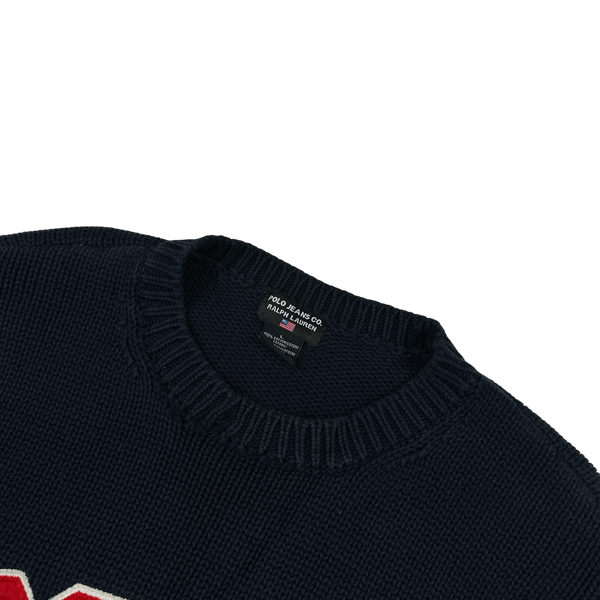 Ralph Lauren Polo Jeans Cotton Spellout Knit Crewneck Jumper - Large